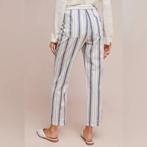 Anthropologie Seashore Striped Linen Blend Tapered Pants 31960 - Picture 3 of 16